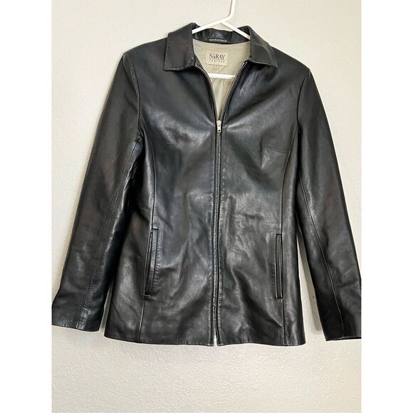 SARAY soft buttery Leather Jacket S modest demure professional - Picture 2 of 4